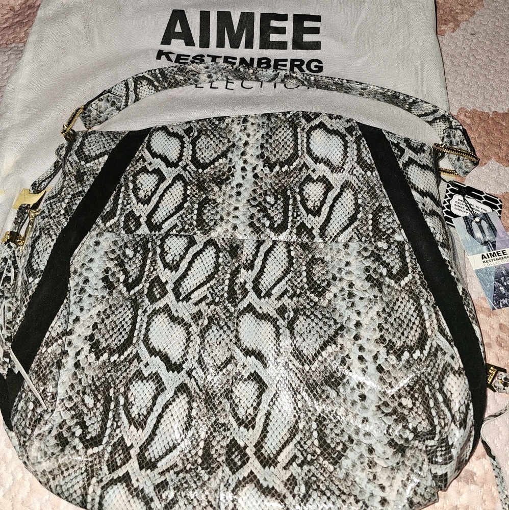 NWT Aimee Kestenberg "Night is Young" Hobo bag - Grey snakeskin DISCONTINUED